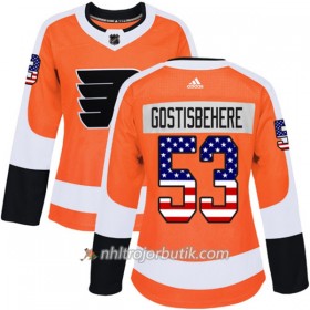 Dame Ishockey Philadelphia Flyers Tröja Shayne Gostisbehere 53 Adidas 2017-2018 Orange USA Flag Fashion Authentic